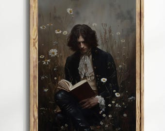 Victorian Gentleman Wall Art - Moody Bookish Vintage Print