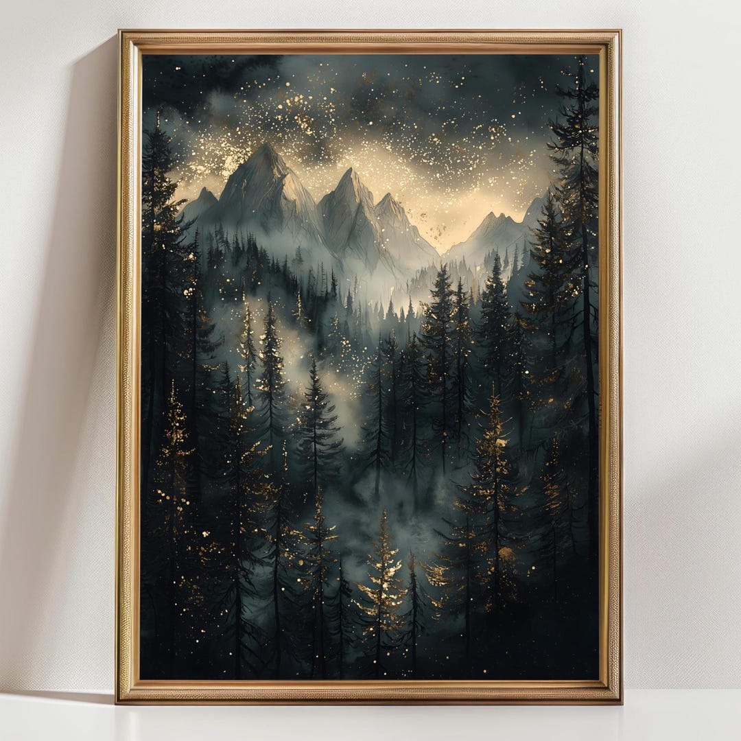 Mountain Wall Art Print: Starry Night Sky - Moody Dark Academia - Etsy