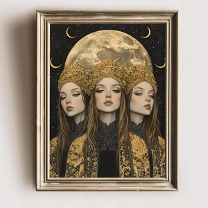 Selene, Goddess of the Moon Matte Print, Moody Dark Acdemia Wall Art, Celestial Goddess Art, Witchy Art, Gothic Moon Goddess Art Gift