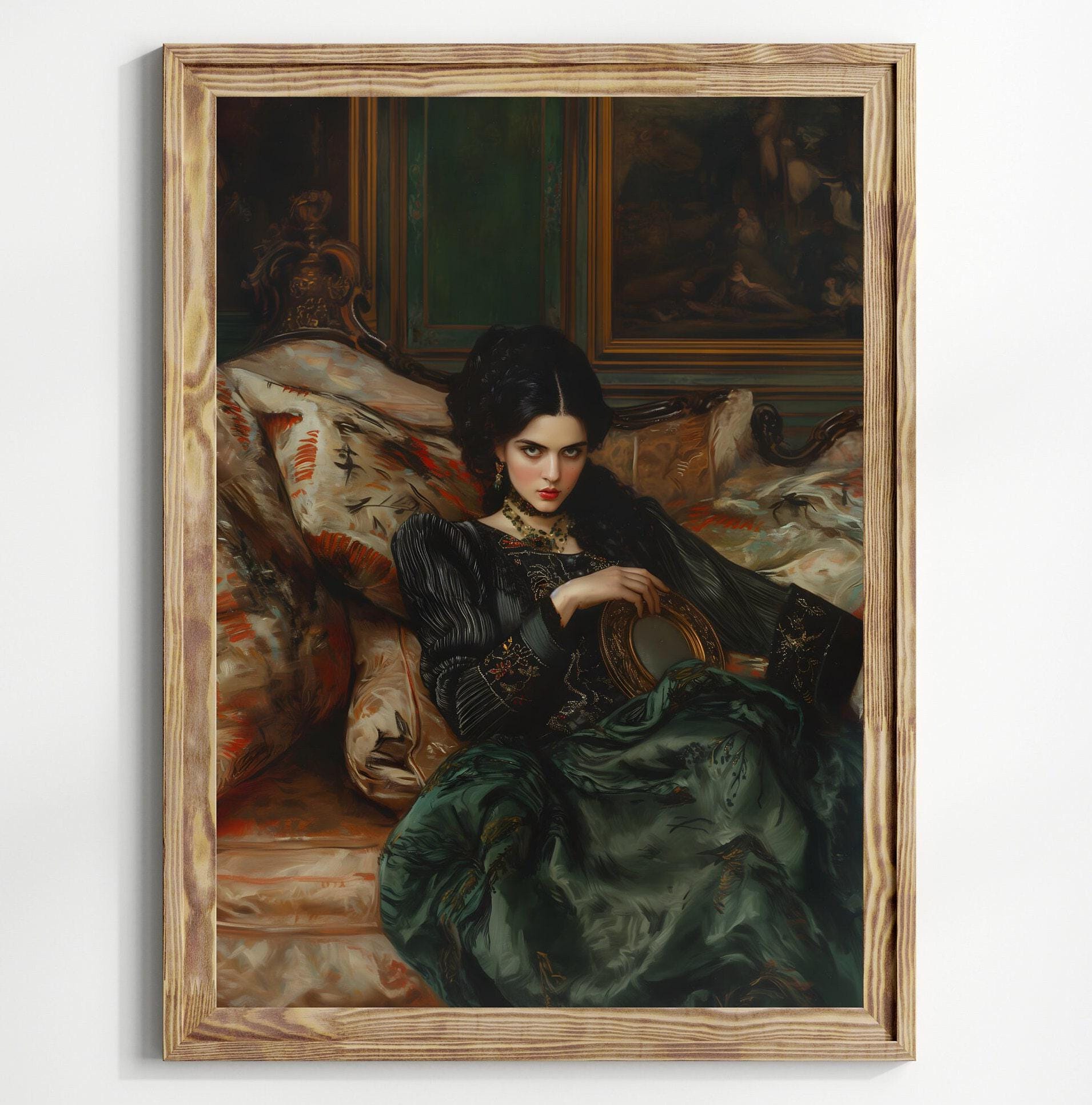 Victorian Art Poster Print Moody Painting, Vintage Woman Print