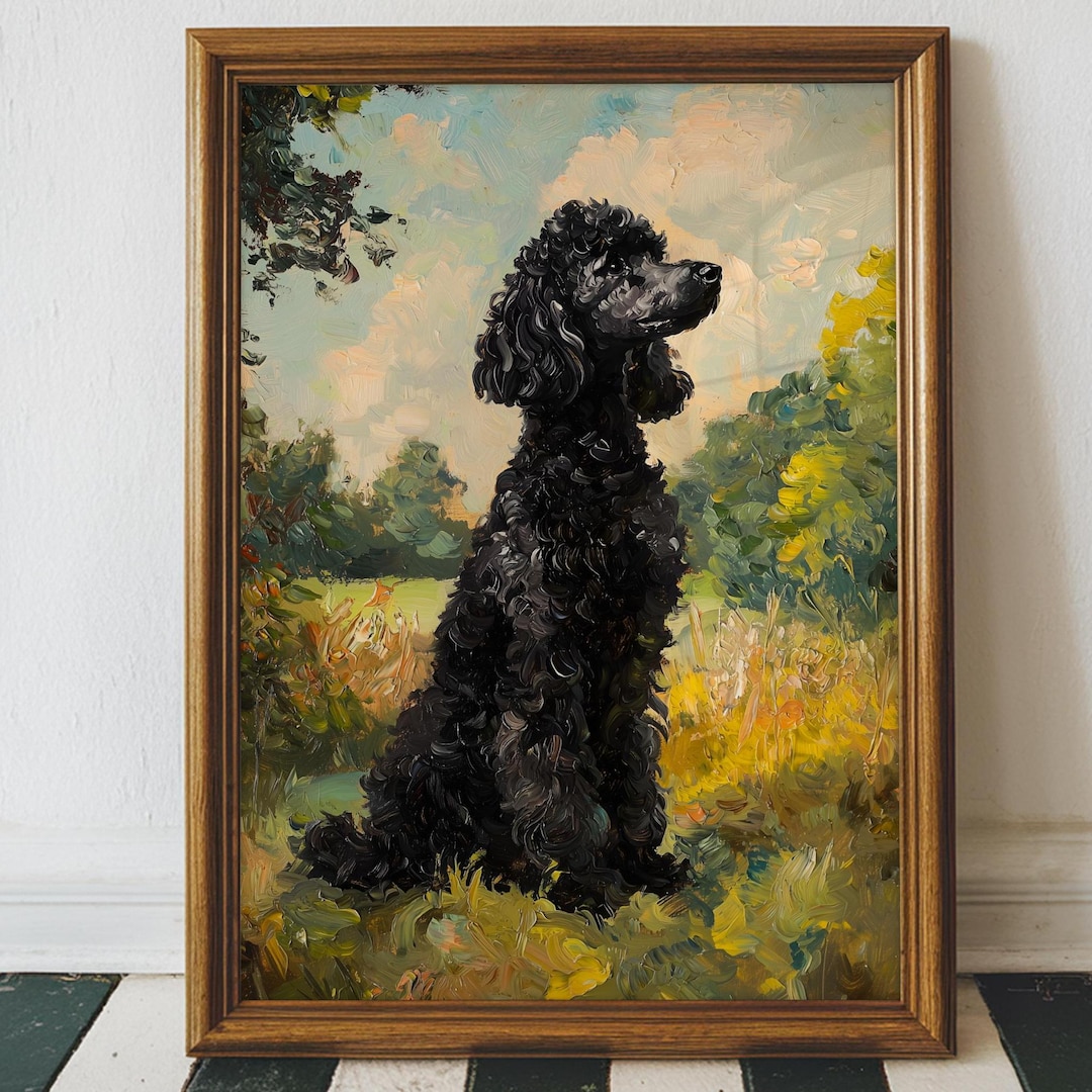 Black Poodle Painting – Dog Portrait Art Print – Elegant Pet Wall Decor ...