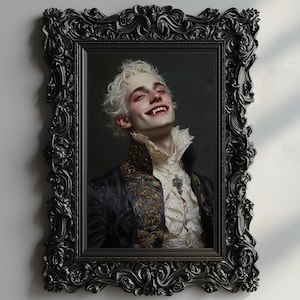 Vampire Aristocrat Art Print – Gothic Male Portrait, Dark Victorian Vampire Wall Decor, Halloween Artwork