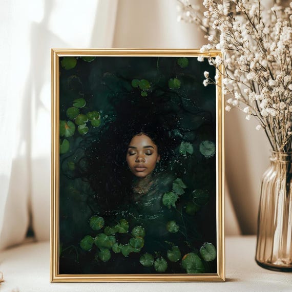 Black Queen Dark Academia Print,  Goth Moody Victorian Wall Art, Dark Decor Aesthetic, Dark Cottagecore, black girl wall art painting