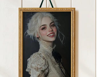 Vampire Lady Gothic Home Decor Dark Academia Art Print Dark Art Occult Poster Vampire Gothic Home Decor Gothic Prints Witchy painting