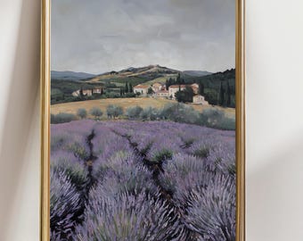 Provence Lavender Field Art Print, Rustic Botanical Wall Art
