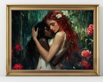 Love Queens, sapphic Art Print - The Lake, Goth Moody Victorian Lesbian Sappho Wall Art, Dark Decor Aesthetic, Dark Cottagecore, Gothic wlw