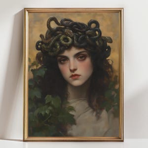 Medusa Art Print – Dark Mythical Woman with Snakes, Greek Goddess Wall Art, Feminine Power Gothic Decor