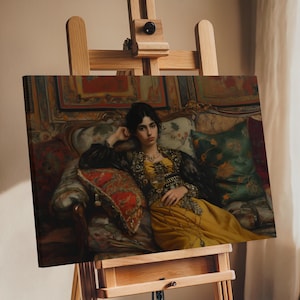 Regal Woman Portrait Canvas Wrap – Vintage Baroque Style Wall Art, Elegant Lounge Painting, Luxury Boho Decor