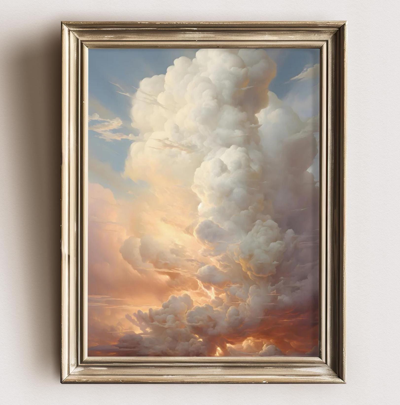 Big Clouds Moody Print Wall Art Minimalist Wall Art Clouds Art Print Vintage Moody Cloudy Sky Landscape Cottagecore Decor painting
