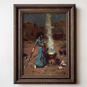 The Magic Circle Painting John William Waterhouse Moody Witchy art Print, Art  moody Painting Gothic Witchy Print, Somber Art Sabbath