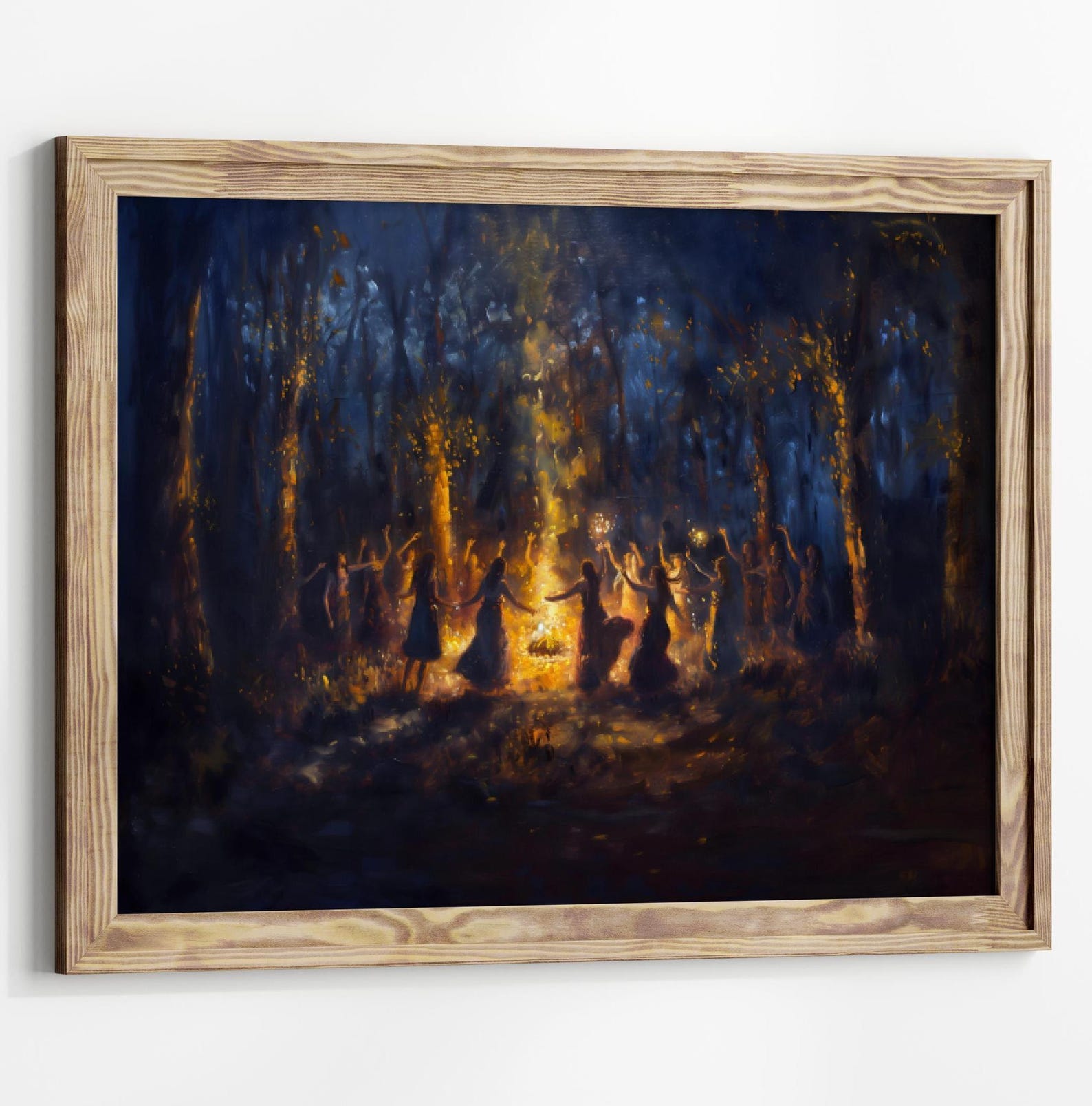 Fire Dance Wall Art, Nymphs Witches Dancing, Gothic Painting, Dark ...