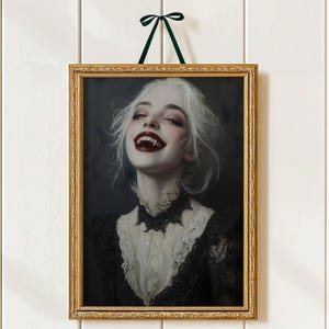 Vampire Lady Gothic Home Decor Dark Academia Art Print Dark Art Occult Poster Vampire Gothic Home Decor Gothic Prints Witchy painting