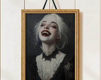 Vampire Lady Gothic Home Decor Dark Academia Art Print Dark Art Occult Poster Vampire Gothic Home Decor Gothic Prints Witchy painting