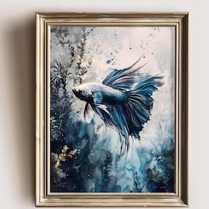 Aquarell Betta Fisch Painting Betta Fish Watercolor Print of Fish Aquarium Painting Betta Art Aquarium Lover Gift for betta fisch owner