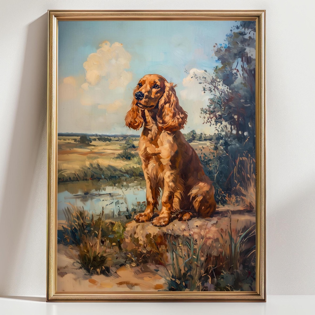 Cocker Spaniel Art Print – English Cocker Spaniel Landscape Painting ...