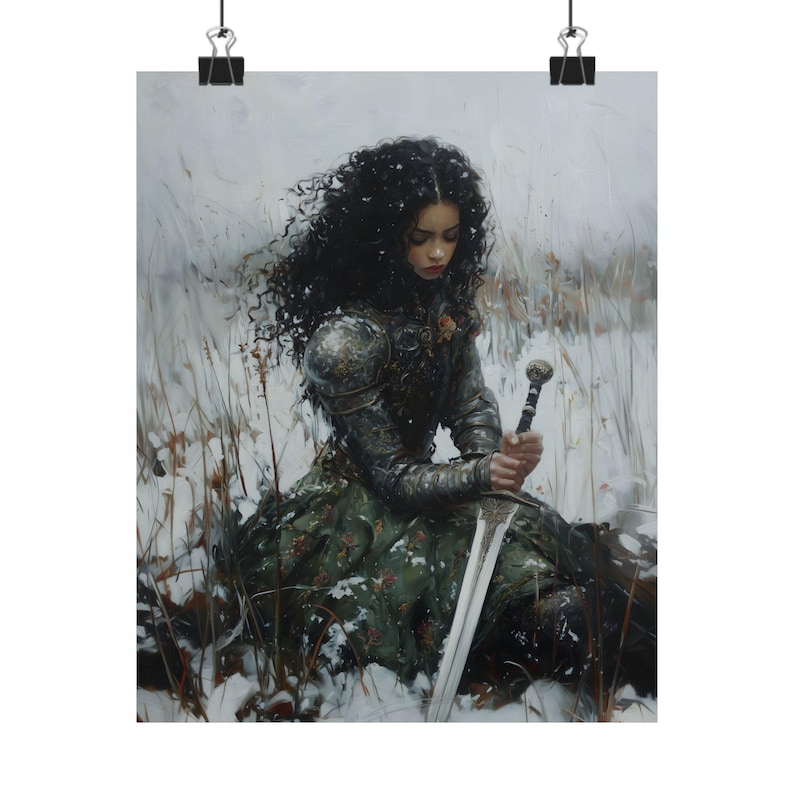 Lady Knight in the Forest Art Print, Dark Academia Wall Decor, Medieval ...
