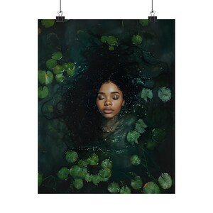 Black Queen Dark Academia Print, Goth Moody Victorian Wall Art, Dark Decor Aesthetic, Dark Cottagecore, black girl wall art painting image 9
