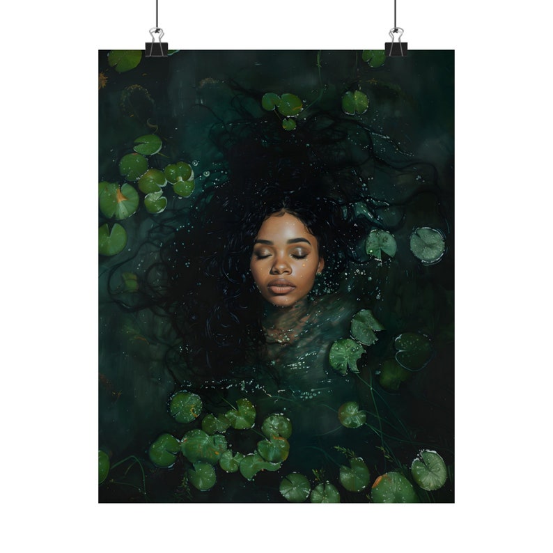 Black Queen Dark Academia Print, Goth Moody Victorian Wall Art, Dark Decor Aesthetic, Dark Cottagecore, black girl wall art painting image 9