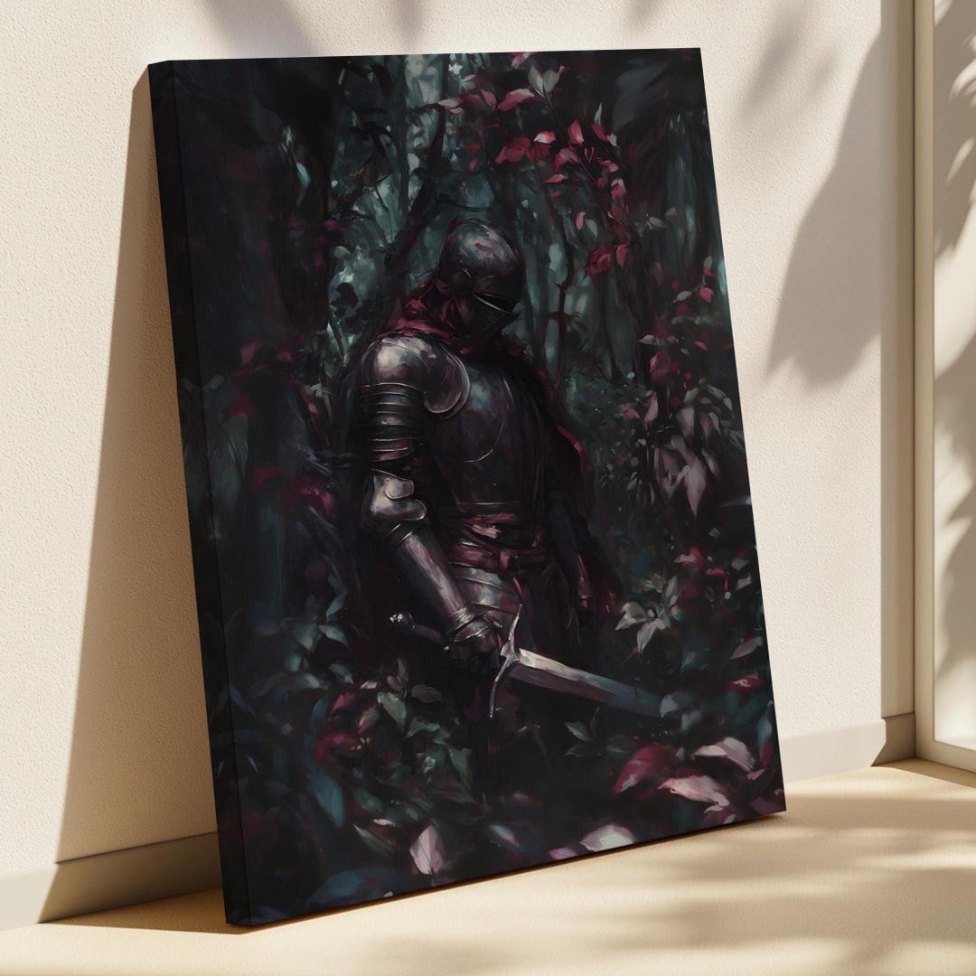 Dark Forest Knight Art Print – Medieval Warrior Wall Art, Fantasy ...