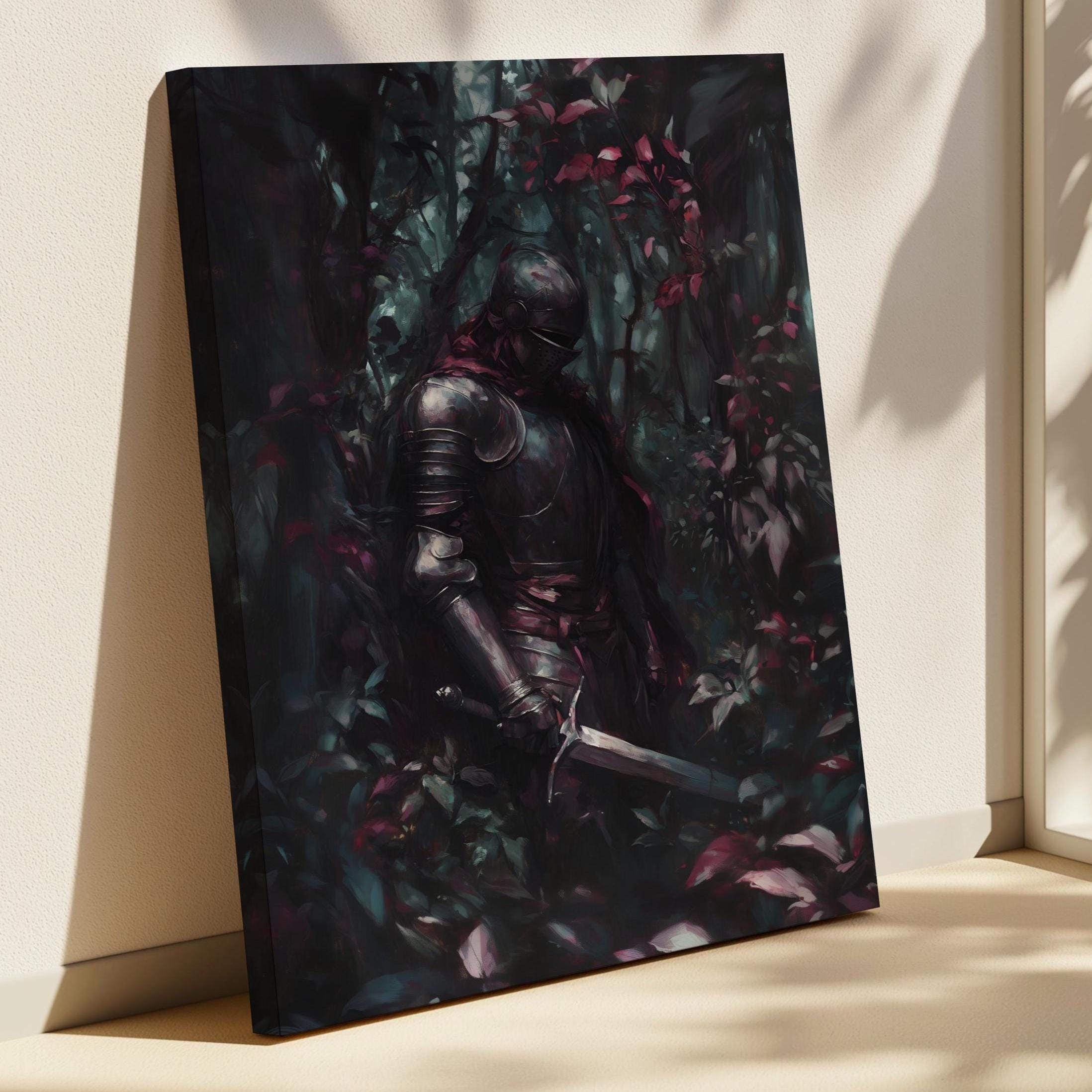 Dark Forest Knight Art Print – Medieval Warrior Wall Art, Fantasy ...