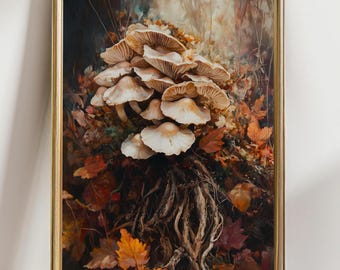 Autumn Mushroom Wall Art - Cozy Woodland Cottagecore Decor