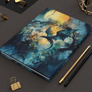 Fantasy Dragon Hardcover Journal, Ethereal Art Diary for Writers, Gift for Fantasy Lovers, Dragon Themed Notebook, Unique Sketchbook