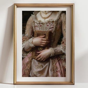 Book Victorian Art altered Print moody Painting, vintage woman Bookish Print, victorian decor wall art, dark antique art Print, lace, Pearls