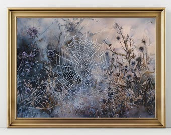 thumbnail image 2 of Dark Academic Spider Web Wall Art Dark Forestcore Botanical Poster Gothic Halloween Room Decor Goth Moody Painting Canvas Print Vintage Cottagecore Home Decor For Bedroom Dorm 8x12inch Unframed 2 of 9