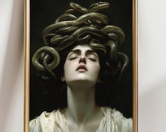 Dark Medusa Art Poster - Gothic Mythology Wall Decor