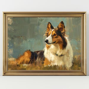 Border Collie Wall Art – Rustic Dog Portrait Print, Farmhouse Country Pet Decor, Loyal Herding Dog Painting