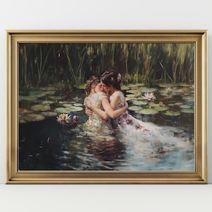Girlfriends, Dark Academia Print - The Lake, Goth Moody Victorian Lesbian Wall Art, Dark Decor Aesthetic, Dark Cottagecore, Gothic Prints