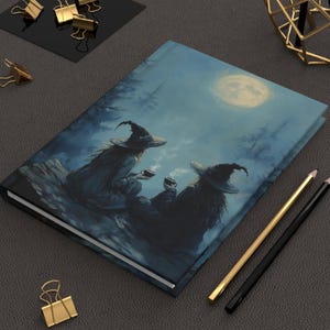 Witchy Hardcover Journal Moon Journal | Two Witches with Tea Notebook | Dark Forest Sketchbook | Gothic Witch Gift