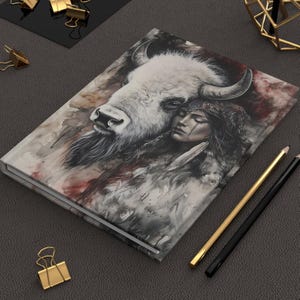White Buffalo Journal, Native Spirit Notebook, Indigenous Woman Art Sketchbook, Tribal Wisdom Wildlife Diary Gift