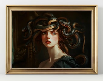 Medusa Wall Art Print: Gothic Dark Fantasy Feminine Decor