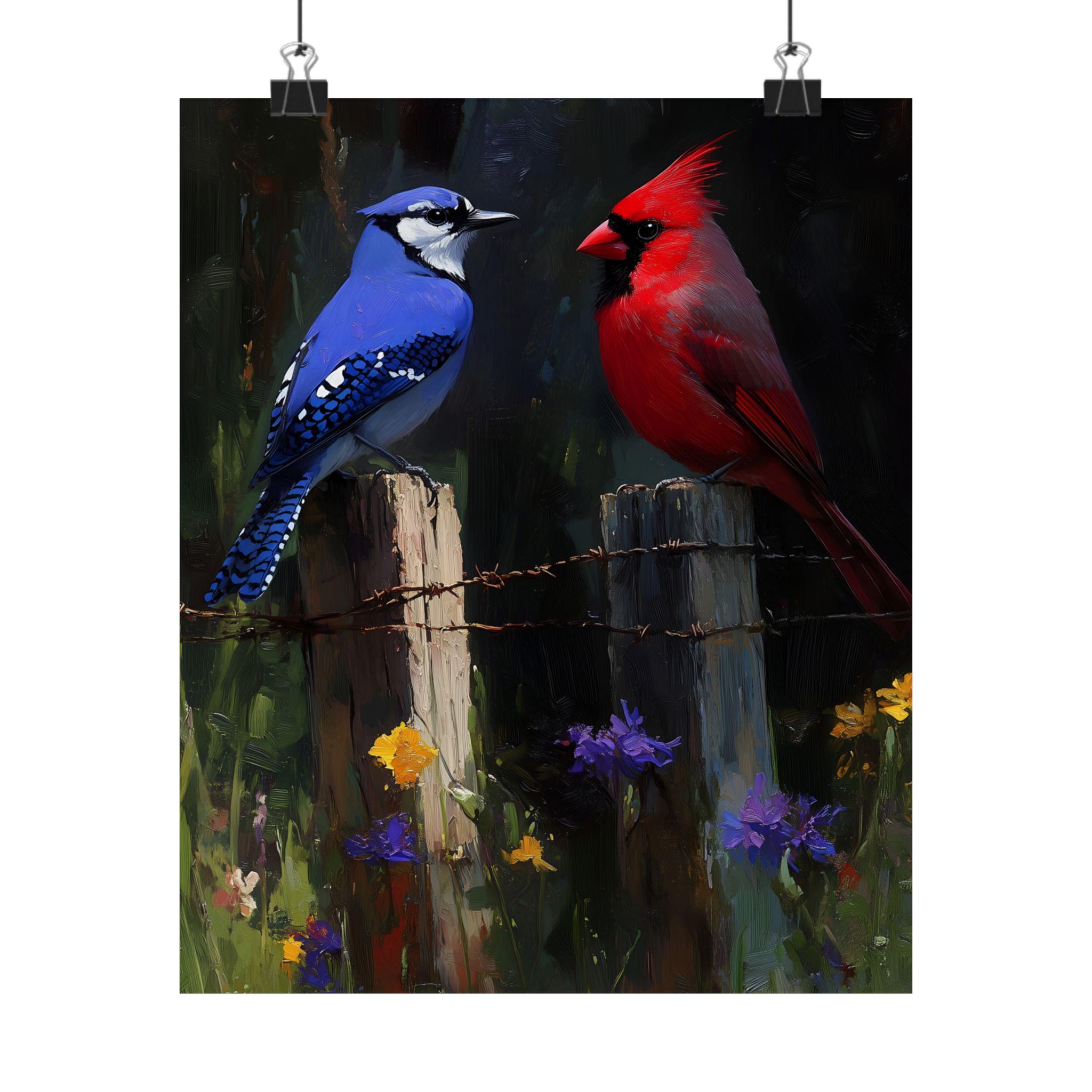 Cardinal & Blue Jay Art Print – Colorful Bird Wall Decor, Nature Lovers ...