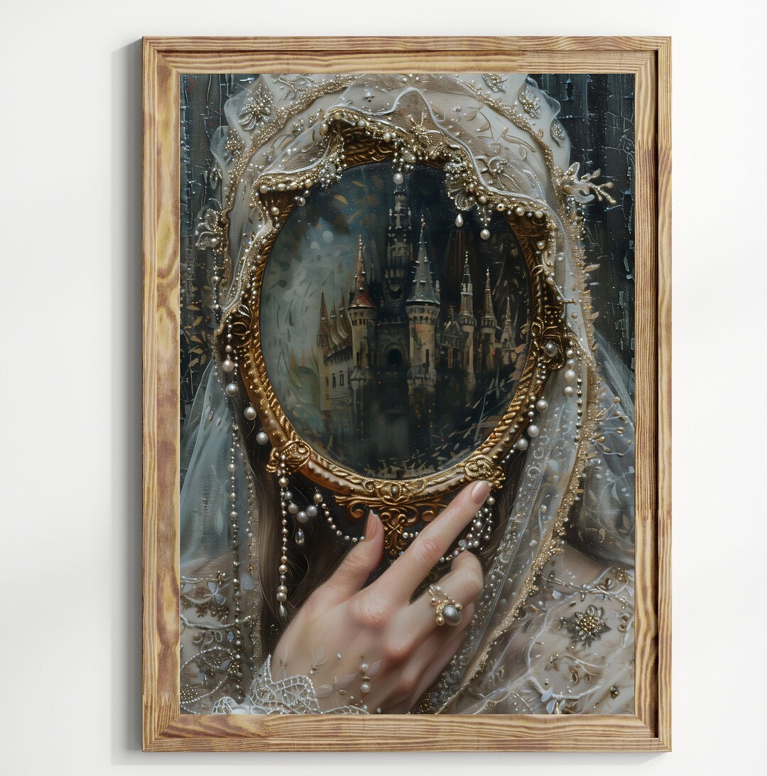Mirror Victorian Art Poster Print Moody Painting, Vintage Woman Print ...