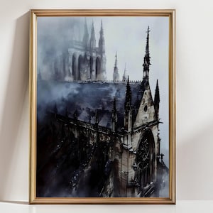 Gothic Cathedral Art Print – Dark Academia Wall Art, Moody Architecture Decor, Gothic Church Poster