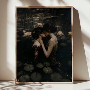 Girlfriends, Dark Academia Print - The Lake, Goth Moody Victorian Lesbian Wall Art, Dark Decor Aesthetic, Dark Cottagecore, Gothic Prints
