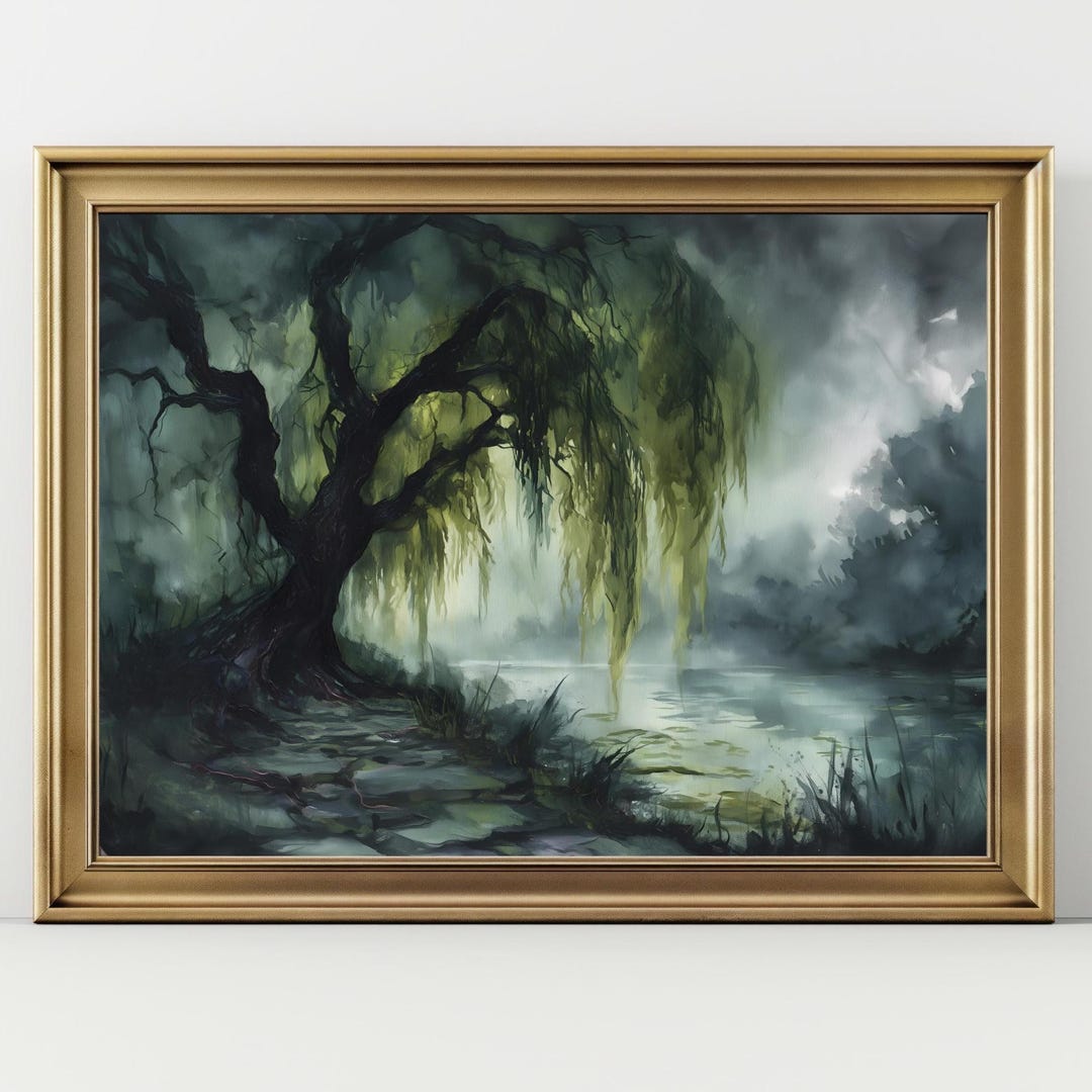Willow Tree Wall Art: Enchanted Forest, Dark Romantic Decor - Gothic ...