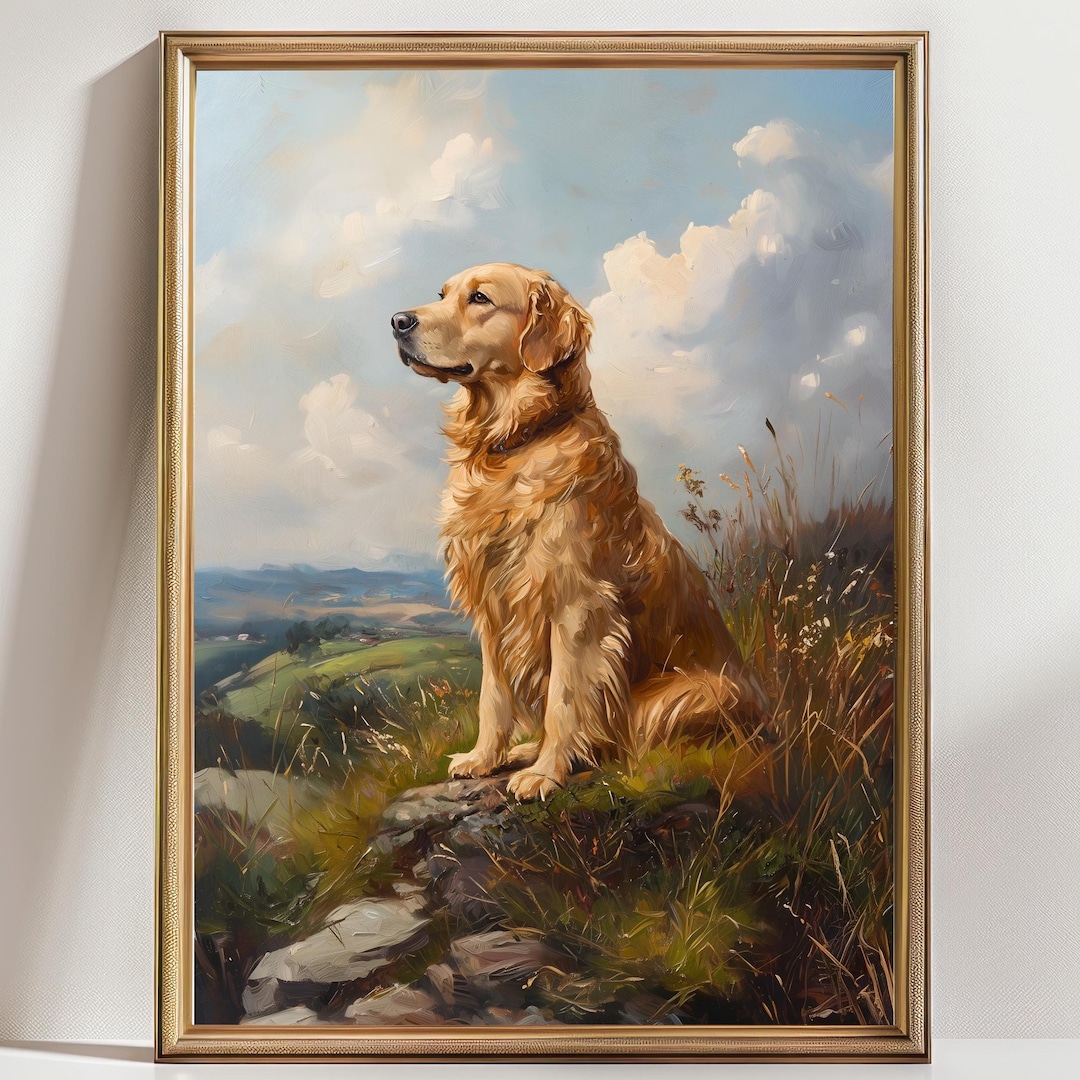 Golden Retriever Wall Art Print | Pet Lover Decor, Dog Portrait, Home ...