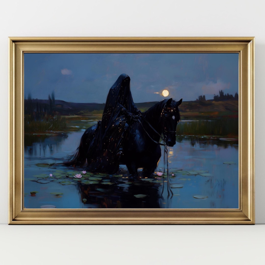 Gothic Moonlight Rider Art Print, Woman and Horse, Dark Fantasy - Etsy
