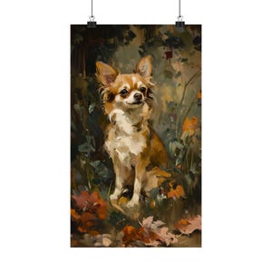 Chihuahua Wall Art, Rustic Floral Dog Print, Cottagecore Pet Portrait Poster image 5