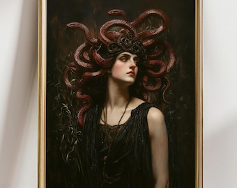 Mystical Medusa Wall Art, Gothic Horror Print, Dark Mythology Poster