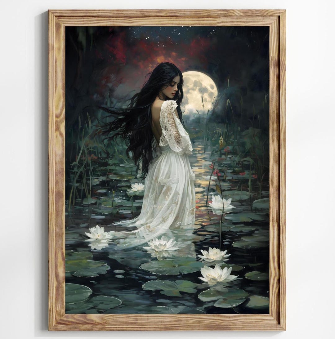 Dark Academia Wall Art: Gothic Victorian Print (moody Full Moon Scene ...