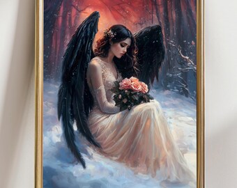 Gothic Victorian Wall Art: Dark Angel Moody Print