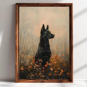 Belgian Malinois Dog Moody Dark Wildflower  Print Vintage Wildflower Painting Wall Art Print Floral Cottagecore Landscape Farmhouse