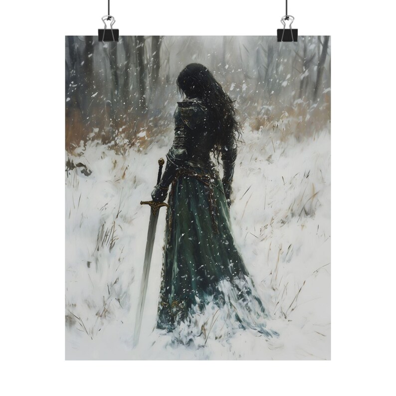 Lady Knight in the Forest Art Print, Dark Academia Wall Decor, Medieval ...
