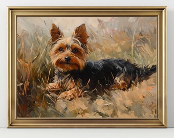 Yorkshire Terrier Wall Art Print: Cute Yorkie in Grass