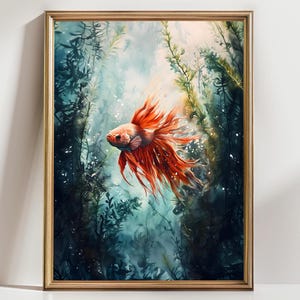 Aquarell Betta Fisch Painting Betta Fish Watercolor Print of Fish Aquarium Painting Betta Art Aquarium Lover Gift for betta fisch owner