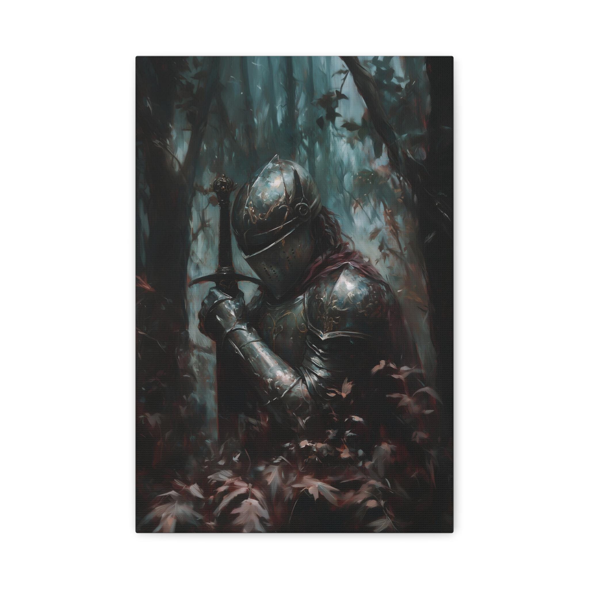 Dark Forest Knight Art Print – Moody Warrior Wall Decor, Medieval ...